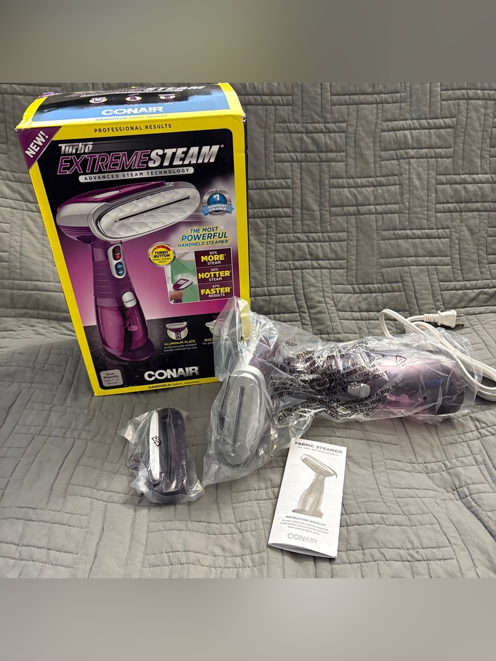 Conair Turbo Extreme Steam Handheld Fabric Steamer Purple NIB